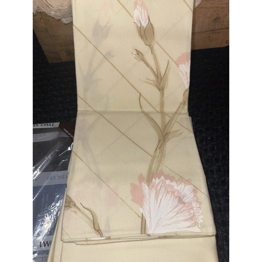Vtg MCM NOS Danville 2 Standard Pillowcases EARTH-TONES Cream Pink Green Floral‎